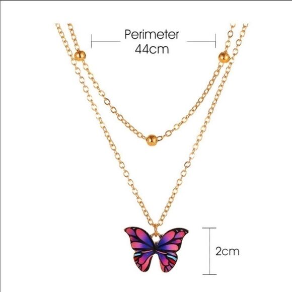 Necklace Butterfly Double layered versatile cute - Picture 8 of 9
